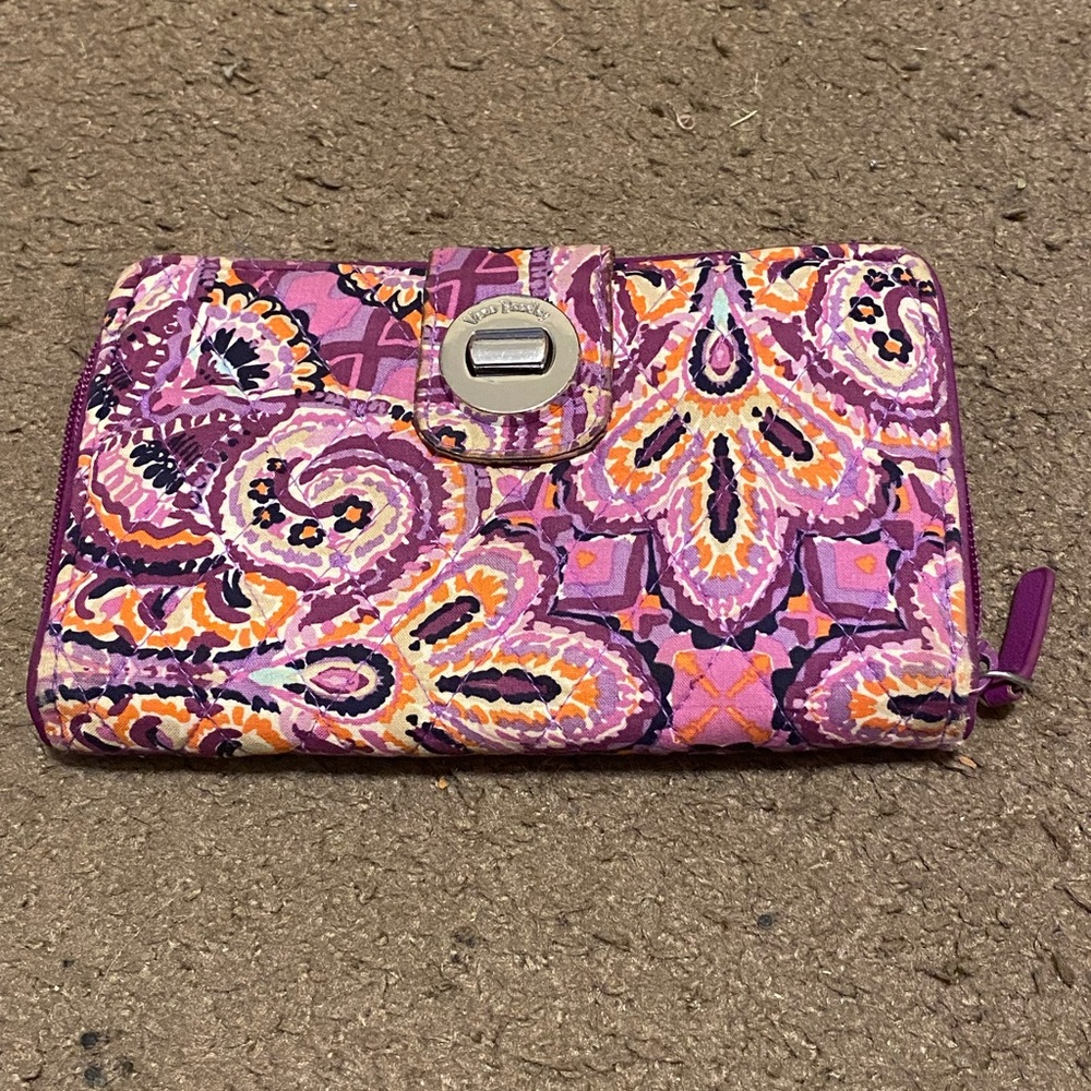 Vera Bradley‎ Turnlock RFID Wallet Dream Tapestry Pink Orange EUC